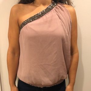 Blush pink one shoulder top 2b by BEBE